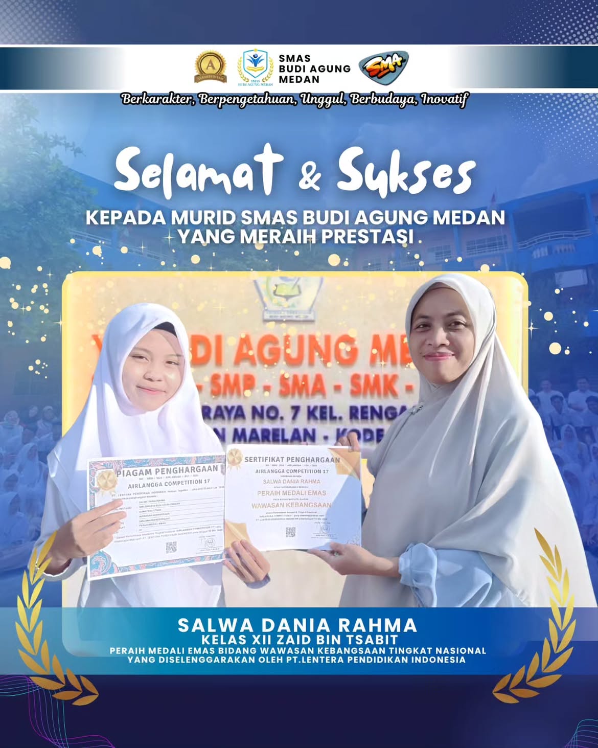 Siswa SMAS Budi Agung Medan Meraih prestasi akademik!